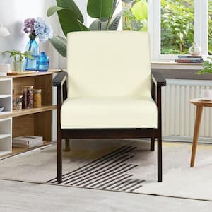 Beige High Quality Wood Frame Upholstered Accent Arm Chair