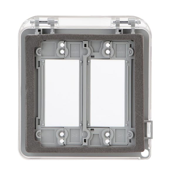 Commercial Electric 2-Gang Extra Duty Non-Metallic Low Profile While-In-Use  Weatherproof Horizontal/Vertical Receptacle Cover, Clear WCWL2PG - The Home  Depot