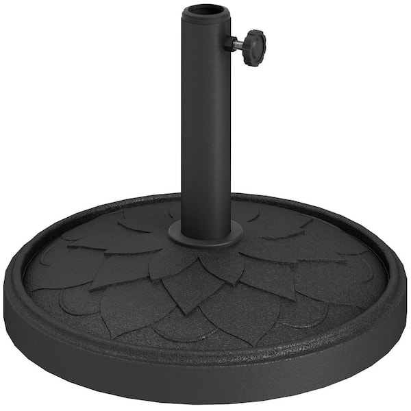 Outsunny 26 lb. Resin Round Patio Umbrella Base, Umbrella Holder for 1.3 in./1.5 in./1.9 in. Umbrella Poles in Black