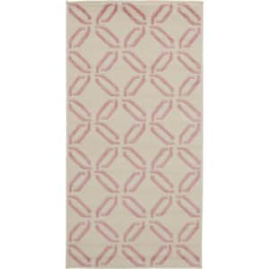 Jubilant Ivory/Pink Doormat 2 ft. x 4 ft. Moroccan Farmhouse Kitchen Area Rug