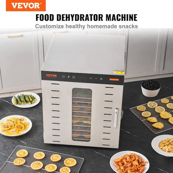 VEVOR Food Dehydrator Machine w/10-Tray Silver, 1000-Watts Silver Dehydrator  w/Adjustable Temperature, FDA Listed SP1005481000WM6IMV1 - The Home Depot