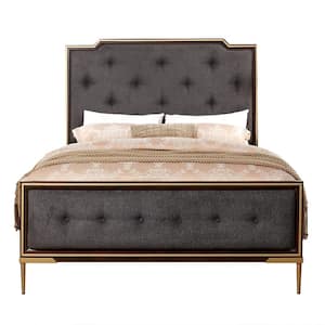 Eschenbach Charcoal Fabric and Cherry Queen Bed