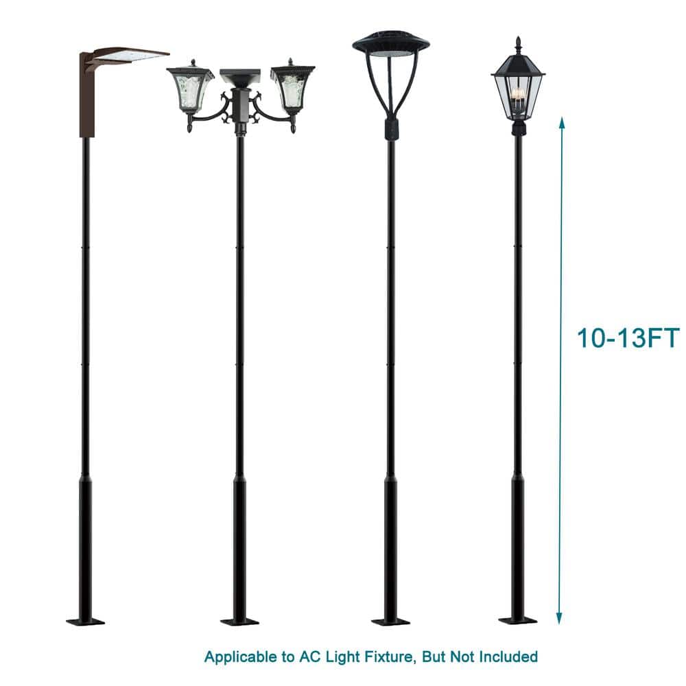 Elegant Black Extendable Outdoor Light Post with Powder Coated Finish