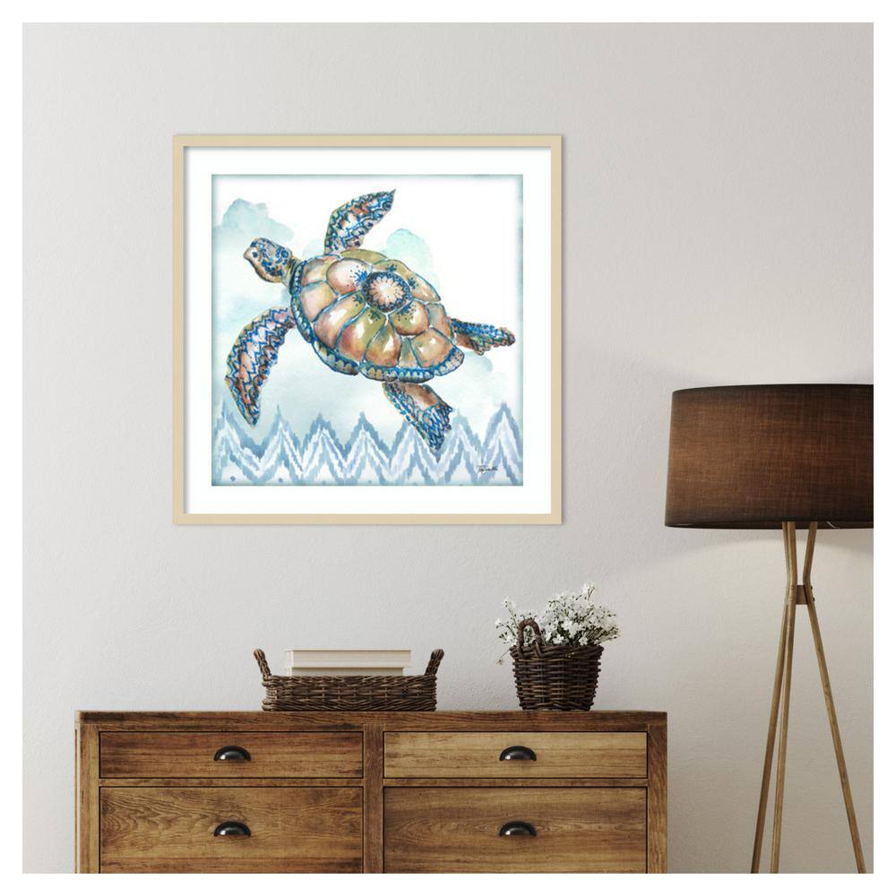 Boho Shells I Sea Turtle Svelte Natural Framed Wall Art Print