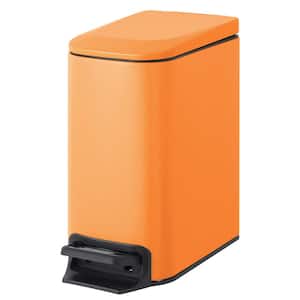 1.6 gal. Matt Orange Metal Household Trash Can with Removable Inner Bucket