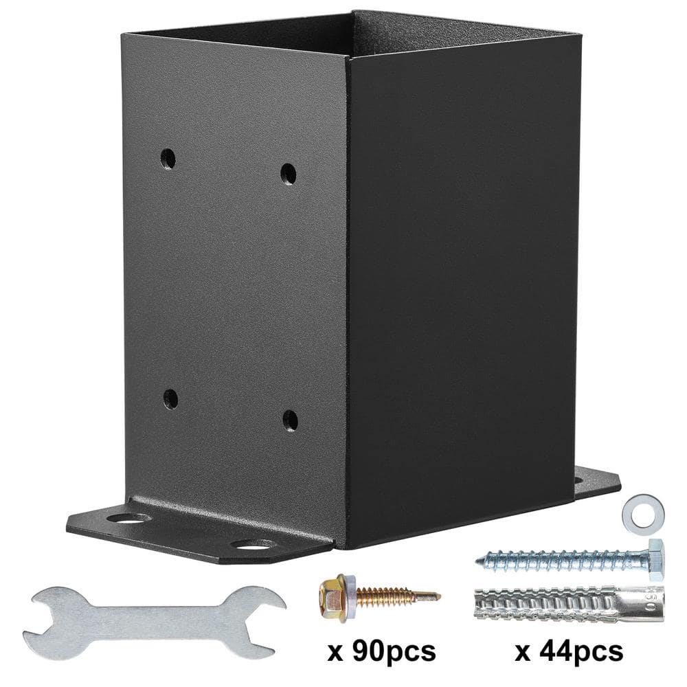Heavy Duty Black Metal Post Base Brackets Set of 10