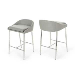 Bandini Modern 26 in. Gray Upholstered Counter Stools (Set of 2)