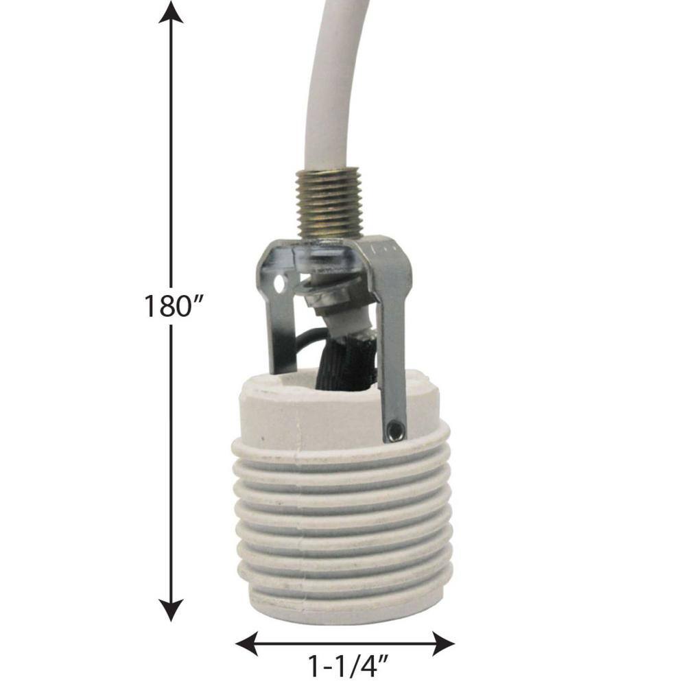 15-Foot White Pendant Cord Extender with Socket
