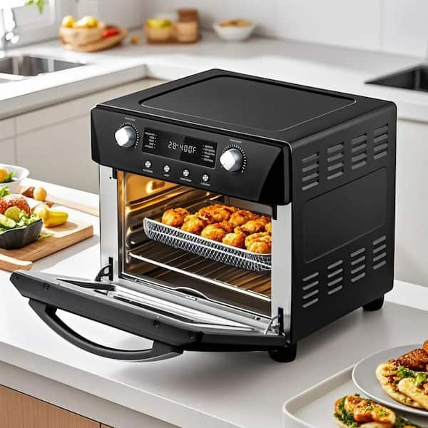 JEREMY CASS 24.3 Qt. Black Air Fryer with Rotisserie