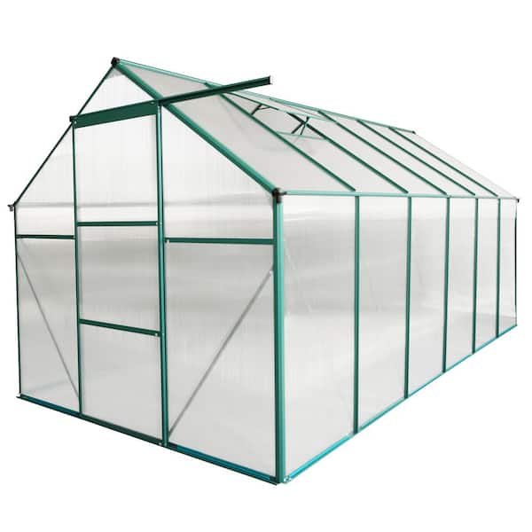 74 in. W x 146 in. D x 76 in. H Polycarbonate Greenhouse Raised Base and Anchor Aluminum Heavy Duty Walk-in Greenhouses