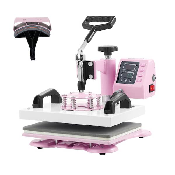 Heat Press Machine, Pink, Heat Transfer Machine with 360° Swing Away T-Shirt Pressing Machine, 2 in 1, 12 x 10 in.