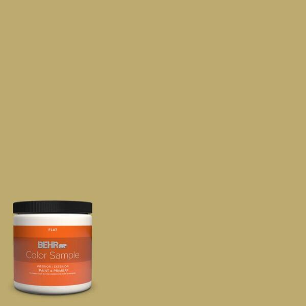 BEHR PREMIUM PLUS 8 oz. 370F5 Coriander Seed Flat Interior/Exterior Paint & Primer Color