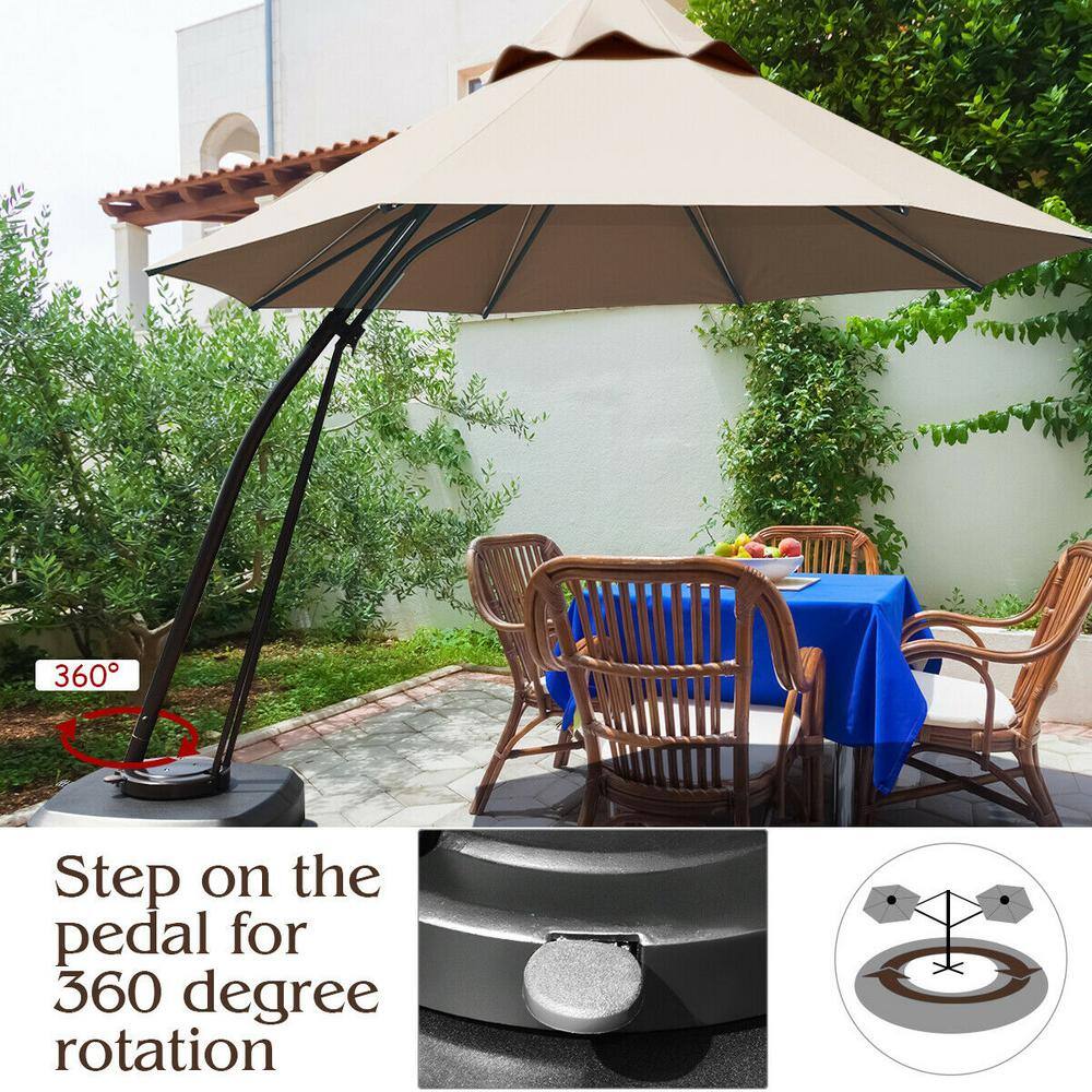 Tan 11-Foot Cantilever Patio Umbrella with Powder-Coated Aluminum Frame