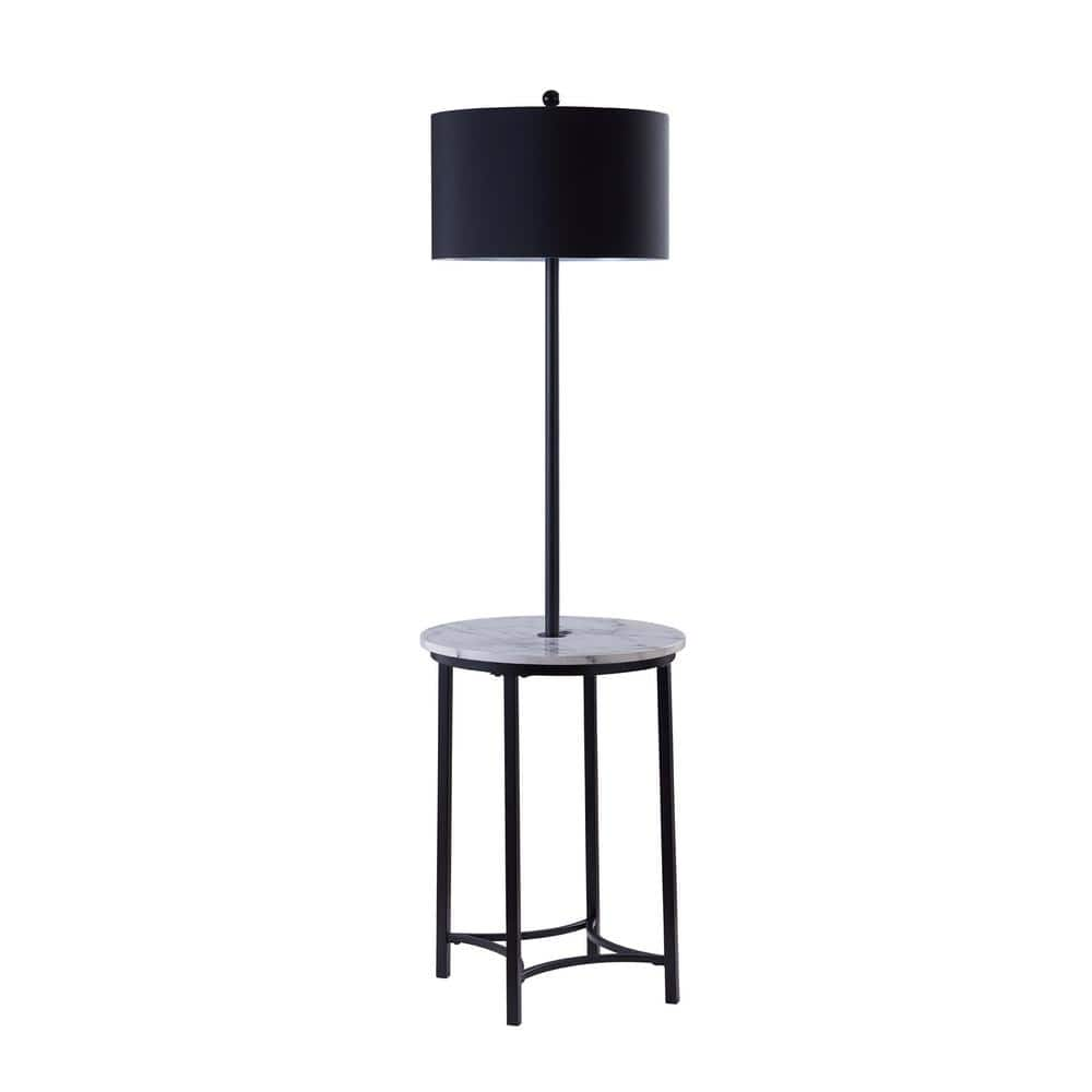 Teamson Home 61.5 in. H Black Floor lamp with Faux Marble Table VN-L00070 -  The Home Depot