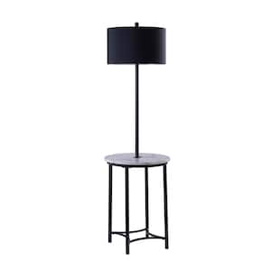 61.5 in. H Black Floor lamp with Faux Marble Table