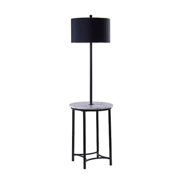 Teamson Home 61.5 in. H Black Floor lamp with Faux Marble Table
