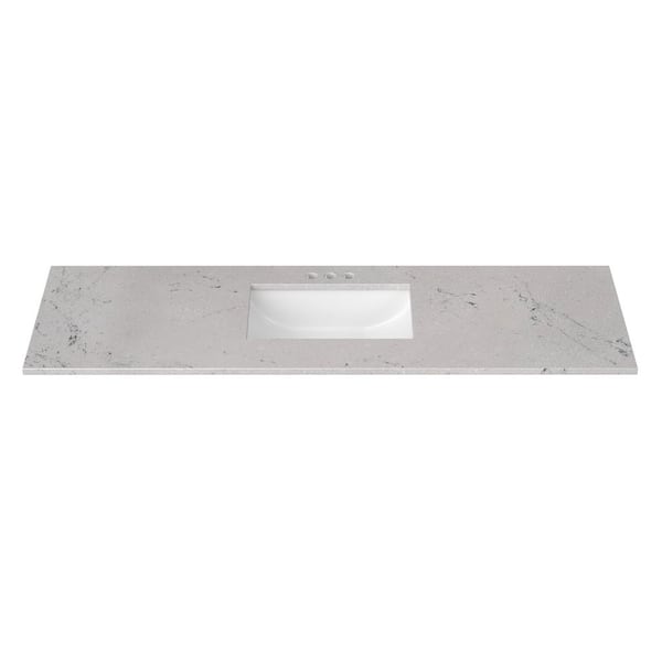 61 in. W x 22 in. D Cultured Marble Rectangular Undermount Single Basin Vanity Top in Icy Stone