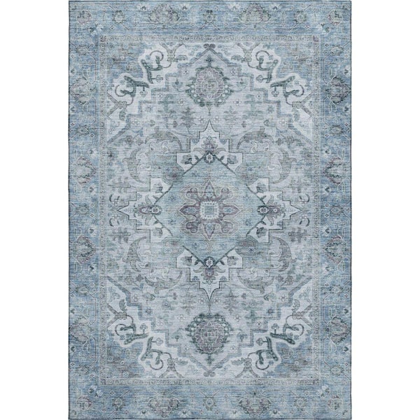 Mayfield Premium Machine Washable Abstract AMF2164 Sky 10 ft. x 14 ft. Area Rug