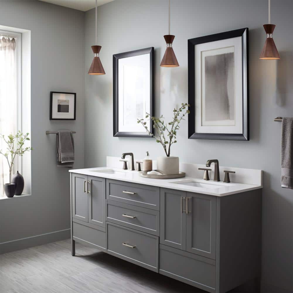 Distressed Koa Brushed Nickel Mini Pendant Light