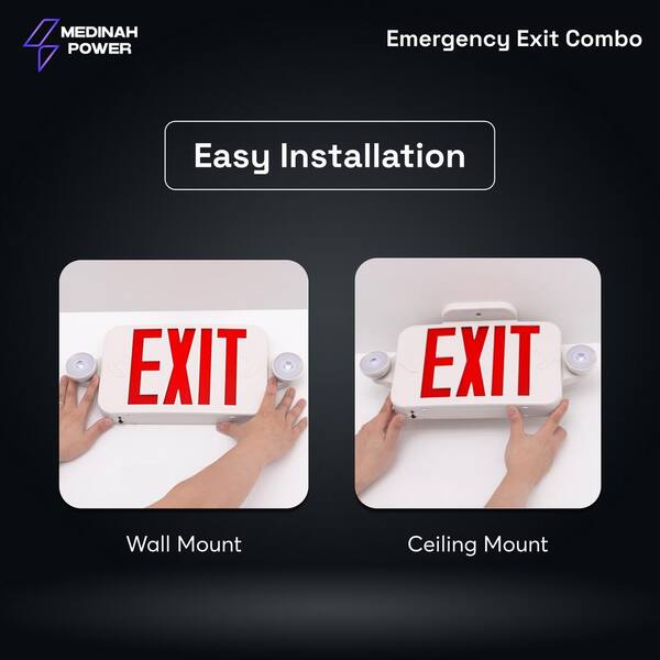 China Hardwired LED Combo Exit Sign Emergency Light Battery Backup  Manufacture and Factory