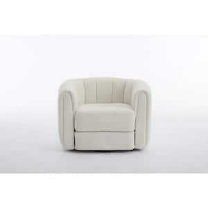 White Metal Teddy Swivel Modern Round Armchairs Outdoor Lounge Chair with White Cushions