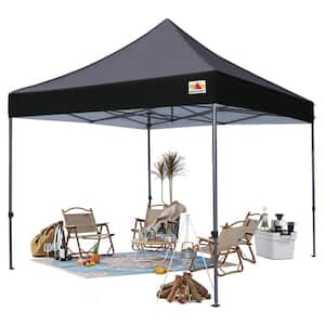 10 ft. x 10 ft. Black Commercial Instant Shade Metal Pop Up Canopy Tent Shelter