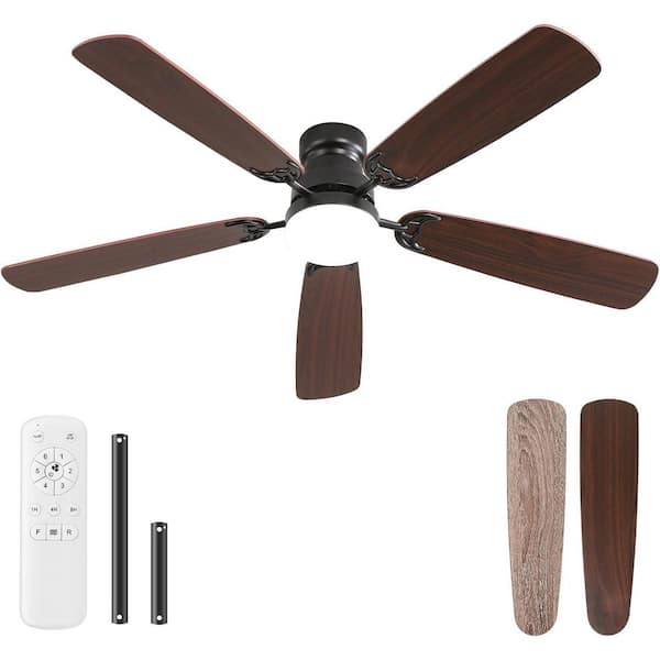 42 in. Indoor Integrated LED Low Profile Black Ceiling Fan with Light Kit and Remote, Reversible DC Motor Included
