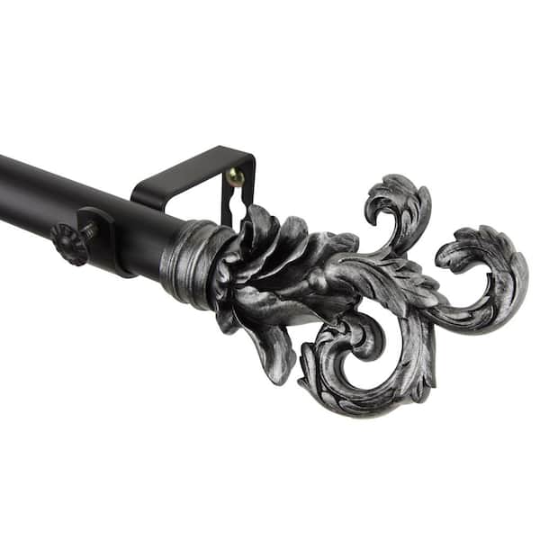 Rod Desyne Plume 160 in. - 240 in. Adjustable 1 in. Dia Single Curtain Rod in Black