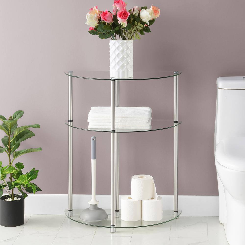 Elysian Chrome-Finished Stainless Steel and Clear Glass Console Table