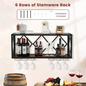 39-Bottle Wall Mounted Wine Rack Industrial Storage Display Shelf Glass Holder Kitchen Brown