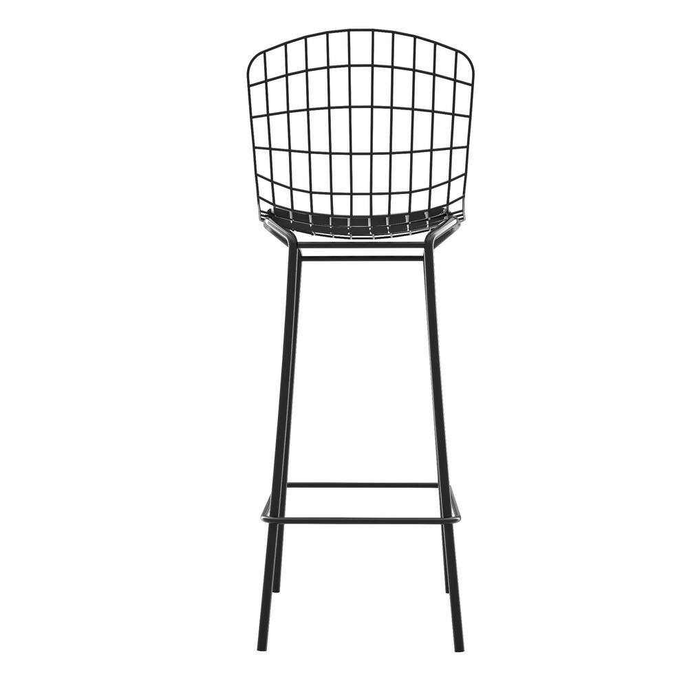 Madeline 41.73" Black Metal Barstool with Leather Seat