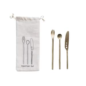 3-Piece Brass French Cutlery Flatware Serving Sets