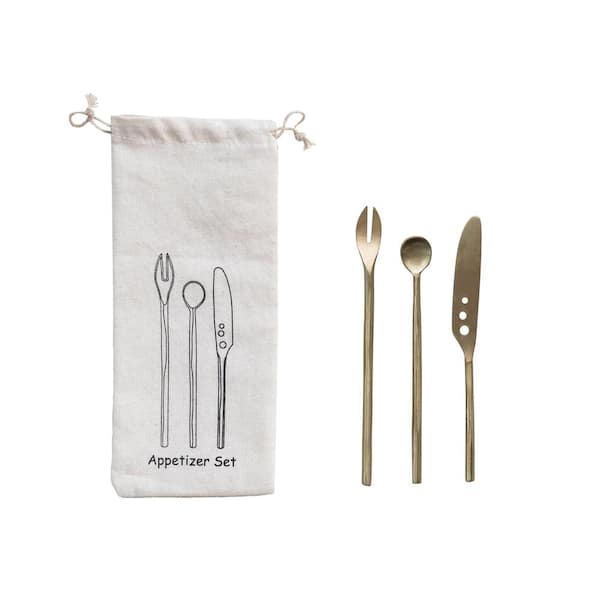 Storied Home 3-Piece Brass French Cutlery Flatware Serving Sets