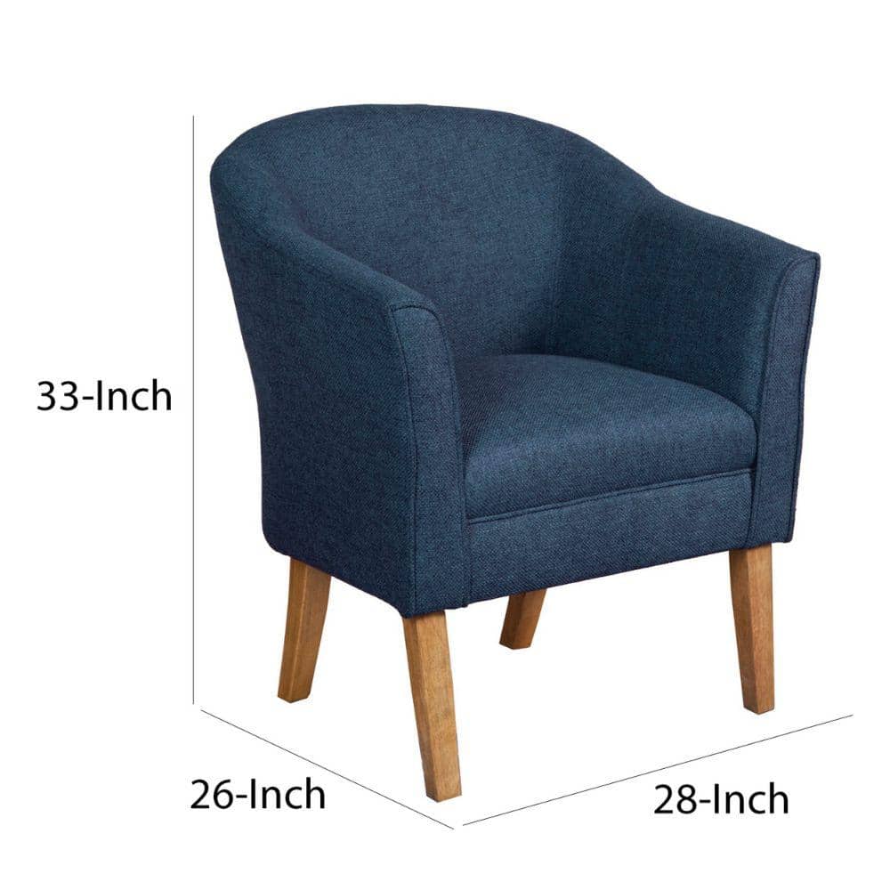 Mid-Century Modern Barrel Accent Chair with Brown Wood Legs