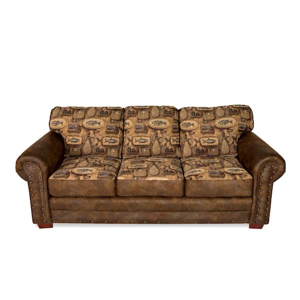 American Furniture Classics River Bend 88 in. Round Arm 3-Seater Nailhead Trim Sofa in Tapestry