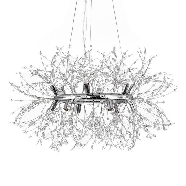 Warehouse of Tiffany Xhosa 30 in. 12-Light Indoor Chrome Chandelier with Light Kit