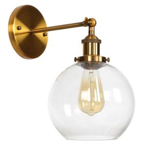 GLD 1-Light 5.31 in. Bronze Sconce with Glass Globe Shade
