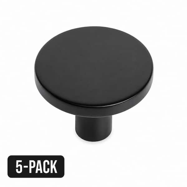 5-Pack Hollis 1-3/16 in. (30mm) Matte Black Cabinet Round Knobs