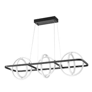 Carlos 6-Light Black with White Modern/Contemporary Orbit Globe Integrated LED Chandelier