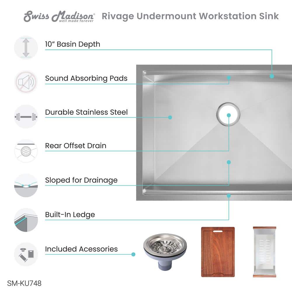 Rivage 30 x 19 Stainless Steel Single Basin Undermount Sink