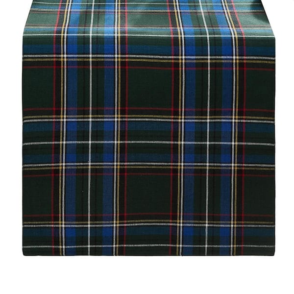 Stowe Tartan Holiday Plaid Table Runner, Green - 13"W x 70"L