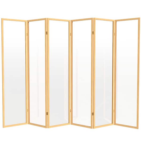 Oriental Furniture 6 ft. Tall Clear Plastic Partition Natural 6 Panel