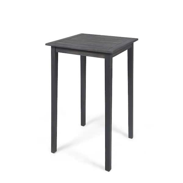 ECOCHIC SPACES INC Dark Gray Outdoor Minimalist Acacia Wood Square Bar Table with 40 in Bar Height, Easy to Maintain and Assembly Required