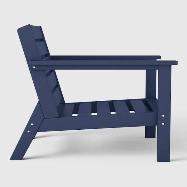 Birchwood Outdoor Patio Deep Seating HDPE Lounge Chairs with Arms (Set of 2) in Navy Blue