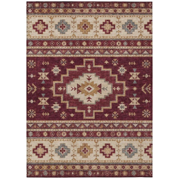Chantille Machine Washable Indoor/Outdoor Abstract ACN3125 Burgundy 10 ft. x 14 ft. Area Rug