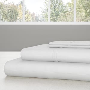 Brushed Microfiber Sheet Set- 3 Piece Bed Linens-Fitted & Flat Sheets (Twin, White)