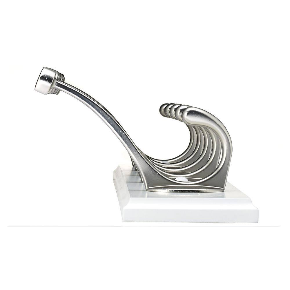 Brushed Nickel and White 25.6" Wall Mount Hook Rack