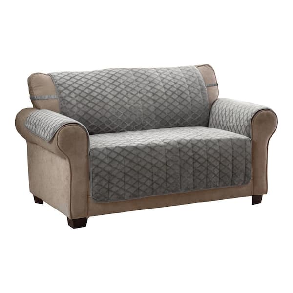 Innovative Textile Solutions Fairmont Grey 1-Piece Diamond Plush Loveseat Furniture Cover