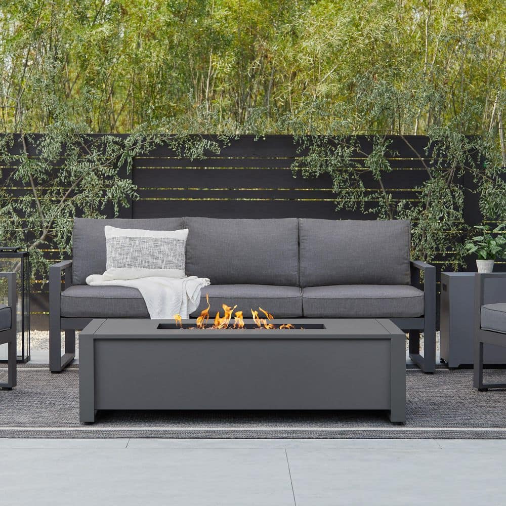 Sleek Gray 52" Aluminum Gas Fire Pit Table with Adjustable Flame