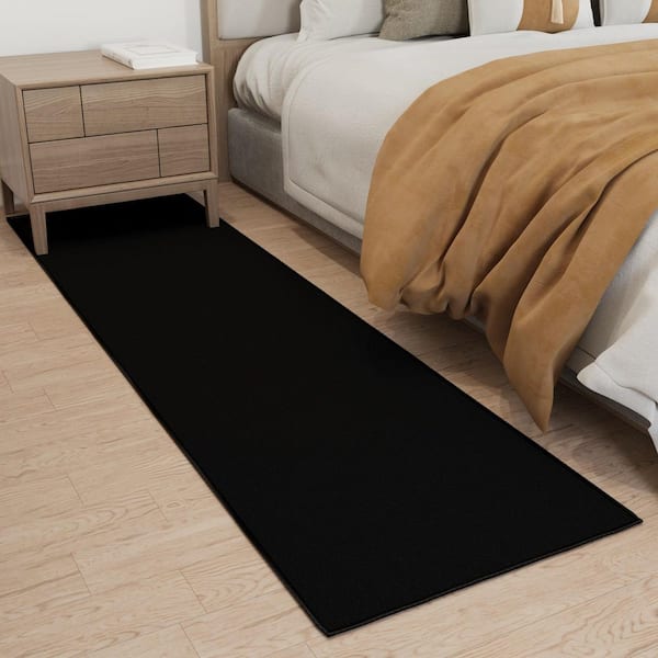 Homeline Non-Slip Rubberback 3X7 Indoor Custom Cut Extra Long Runner Rug, 2 ft. 7 in. x 7 ft., Black